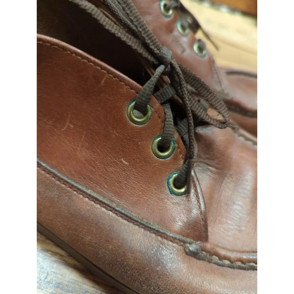 Vintage‎ Orvis Chukka Men Brown Leather Ankle Boots Size 7.5 E Moc Toe Shoes